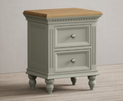 Francis Oak and Soft Green Painted 2 Drawer Bedside Chest
