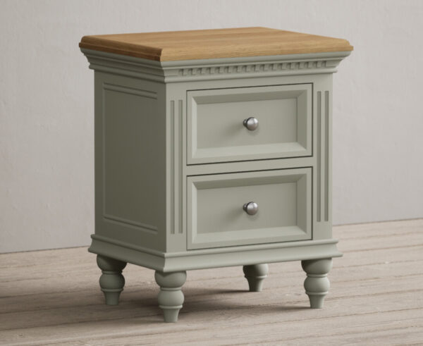 Francis Oak and Soft Green Painted 2 Drawer Bedside Chest