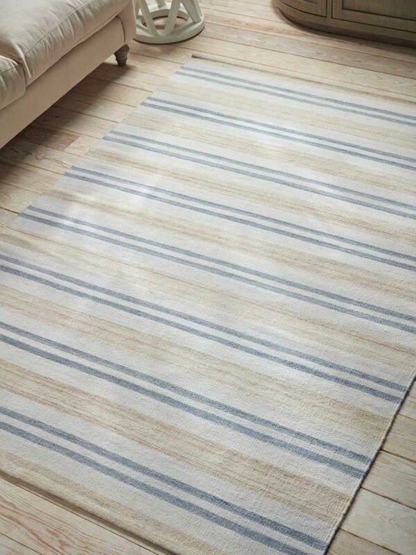 French Blue Striped Rug