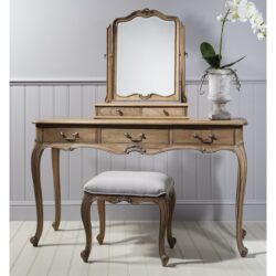 Gallery Interiors Chic Dressing Table in Weathered Wood | Outlet