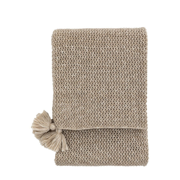 Gallery Interiors Knitted Tassel Throw in Natural