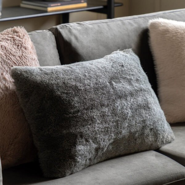 Gallery Interiors Roscose Faux Fur Cushion Grey - 40 x 60cm