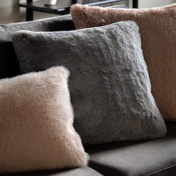 Gallery Interiors Roscose Faux Fur Cushion Grey - 50cm