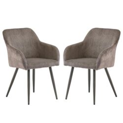 Glen Grey Corduroy Velvet Dining Chairs In Pair