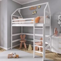 Goleta Wooden Bunk Bed Without Mattress And Ladder In White