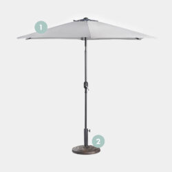 Grey Steel Parasol 9KG Decorative Parasol Base Set