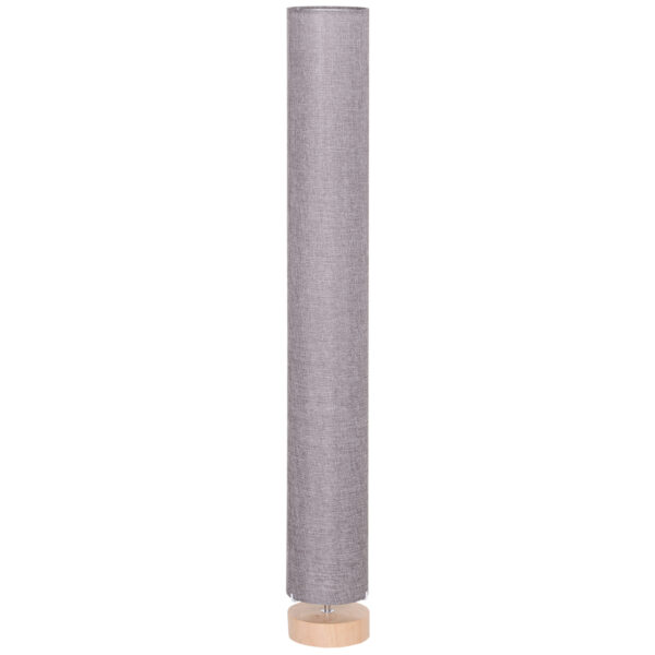 HOMCOM 120H cm Wooden Base Fabric Floor Lamp with Linen Fabric, Grey Aosom UK