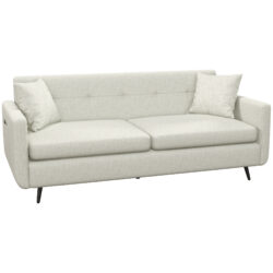 HOMCOM 165cm 2 Seater Sofa for Living Room, Modern Fabric Couch, Tufted Loveseat Sofa Settee with Steel Legs and 2 Storage Pockets for Bedroom and Home Office, Beige