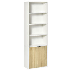 HOMCOM 2 Door 4 Shelves Tall Bookcase Modern Storage Cupboard Display Unit for Living Room Study Office Furniture White and Oak Aosom UK