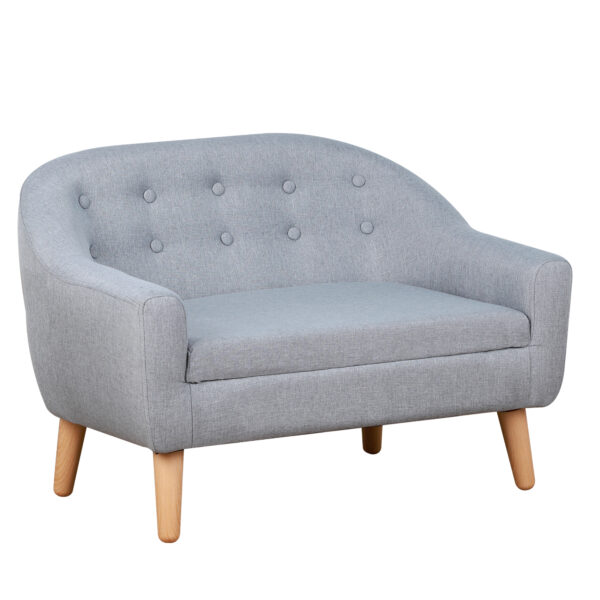 HOMCOM 2 Seater Toddler Chair Kids Mini Sofa Children Armchair Seating Chair Bedroom Playroom Furniture Wood Frame Grey Aosom UK