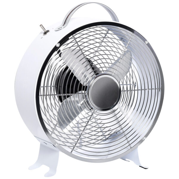 HOMCOM 26cm Electric Desk Fan, 2-Speed, Safety Guard, Anti-Slip, Portable Personal Cooling Fan for Home Office Bedroom, White Aosom UK
