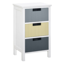 HOMCOM 3 Drawer Storage Tower, Wooden Top Dresser Chest, Organizer Unit for Bedroom, Nursery, Hallway Aosom UK
