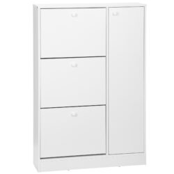 HOMCOM 4 Compartment Shoe Storage Cabinet w/ Shelves Footwear Home Office Stylish Unit Anti-Tipping Child Pet Safety Bedroom Hallway