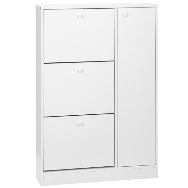 HOMCOM 4 Compartment Shoe Storage Cabinet w/ Shelves Footwear Home Office Stylish Unit Anti-Tipping Child Pet Safety Bedroom Hallway
