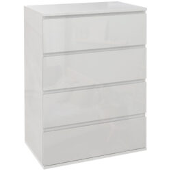 HOMCOM 4 Drawer Chest, High Gloss Storage Cabinets, Modern Bedroom Dresser, Sleek White Aosom UK