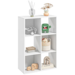 HOMCOM 6 Cubes Storage Unit, 3-Tier Particle Board Bookcase Organiser for Home Office, White Aosom UK
