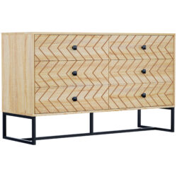HOMCOM 6 Drawer Chest Sideboard Cabinet Storage Unit Hallway Bedroom Livingroom Zig Zag Design w/ Black Metal Handles Anti Tip 71x120cm Aosom UK