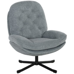 HOMCOM Armchair with 360 Degree Swivel and Wide Padded Seat, Upholstered Accent Chair with Water-Repellent Chenille Fabric Grey Aosom UK
