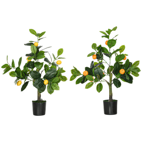 HOMCOM Artificial Trees: Lifelike Lemon & Orange Plants in Pots for Indoor/Outdoor Decor, 60cm, Green Aosom UK