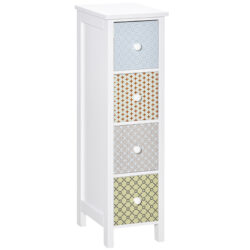 HOMCOM Bedroom Chest of Drawers, 4-Drawer Dresser, Storage Organizer, Toilet Tissue Cabinet, White Aosom UK