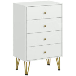 HOMCOM Bedroom Dresser: 4-Drawer Chest with Hairpin Legs, Stylish Storage Solution Aosom UK