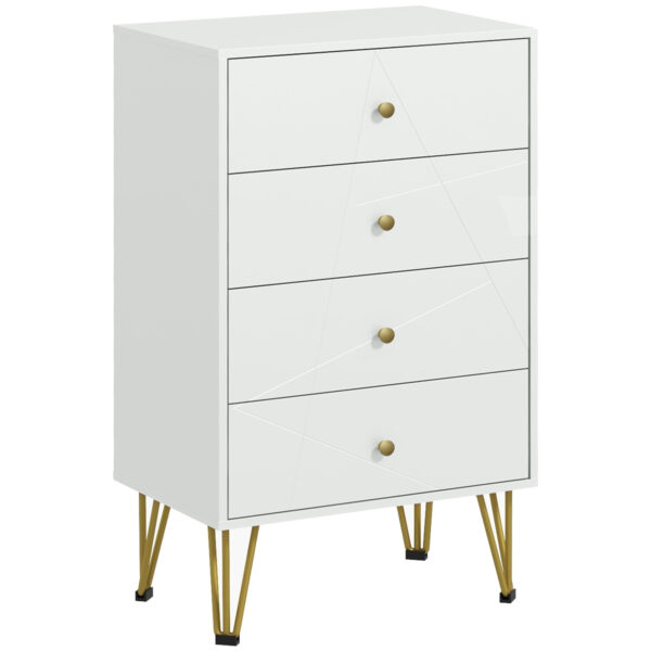 HOMCOM Bedroom Dresser: 4-Drawer Chest with Hairpin Legs, Stylish Storage Solution Aosom UK
