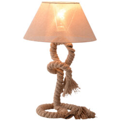 HOMCOM Bedroom Table Lamp, Bedside Light with Indispensable Nautical Twisted Rope, Glow E27 for Bedroom Living Room, Beige Aosom UK
