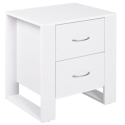 HOMCOM Bedside Table with 2 Drawers, Modern Boxy Design, Elevated Base, Melamine Finish, Bedroom Storage, White Aosom UK