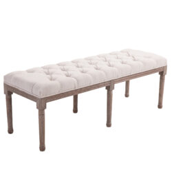 HOMCOM Chaise Lounge Sofa Bench, Chic Button Tufted, Fabric Cover, Wooden Legs, Padded Seat for Hallway, Bedroom, Beige Aosom UK