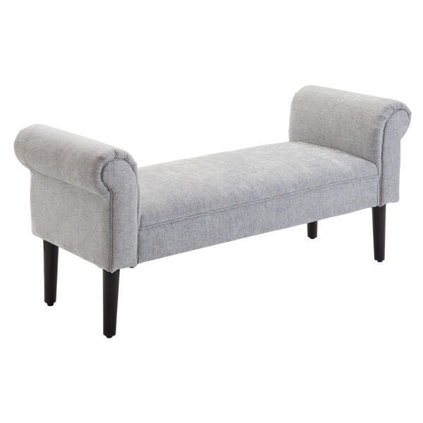 HOMCOM Chaise Lounge Sofa, Linen Fabric Cover, Wooden Leg, Arm Bench for Bed End or Window Seat, Light Grey Aosom UK