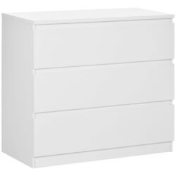 HOMCOM Chest of Drawers, 3-Drawer Storage Organiser Unit for Bedroom, Living Room, White Aosom UK