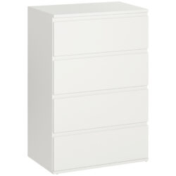 HOMCOM Chest of Drawers: 4-Drawer Storage Cabinet, White Tower Cupboard for Bedroom & Living Room Aosom UK
