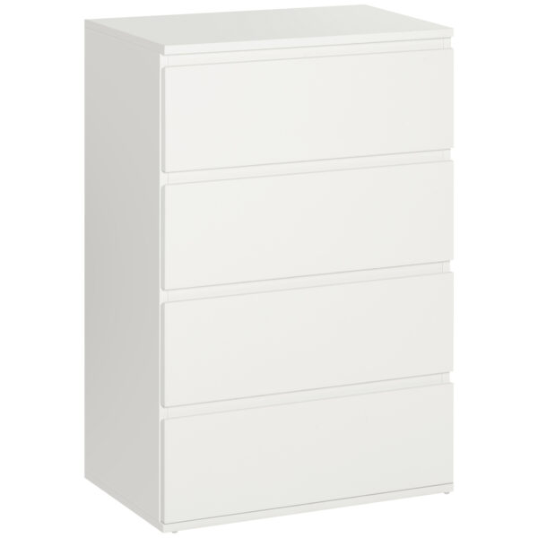 HOMCOM Chest of Drawers: 4-Drawer Storage Cabinet, White Tower Cupboard for Bedroom & Living Room Aosom UK