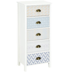 HOMCOM Chest of Drawers, 5-Drawer Tallboy Dresser with Metal Handles, Storage Cabinet Unit for Living Room, Bedroom