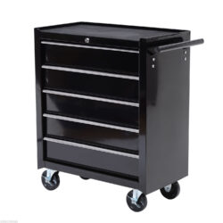 HOMCOM Cold Rolled Steel 5-Drawer Rolling Tool Storage Cabinet Tool Chest Black Aosom UK