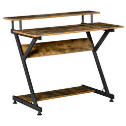 HOMCOM Compact Computer Desk, R Shape, 100cm, with Monitor Shelf and Storage, Ideal for Home Office, Gaming, Study, Brown Aosom UK