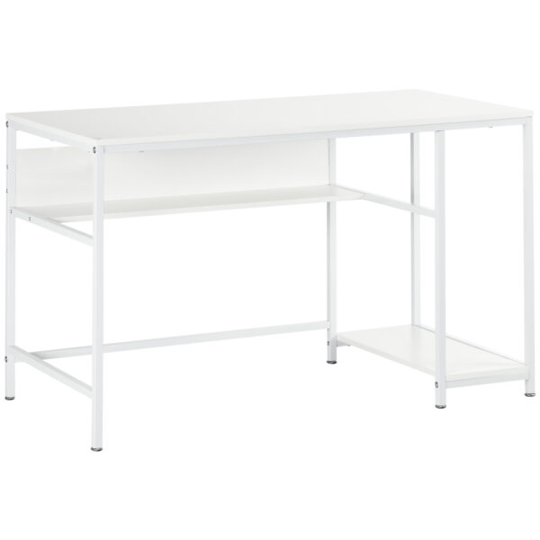 HOMCOM Compact Computer Desk, Small Writing Study Table, Home Office PC Workstation with Storage Shelf, White Aosom UK