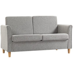 HOMCOM Compact Loveseat Sofa, Modern 2 Seater Sofa for Living Room with Wood Legs and Armrests, Light Grey Aosom UK