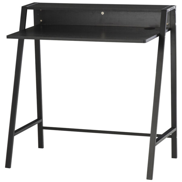 HOMCOM Computer Desk, Black, Home Office Writing Table Workstation with Storage Shelf, Ideal for PC Laptop Aosom UK
