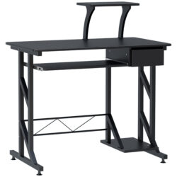 HOMCOM Computer PC Desk Table with Display Stand, Sliding Keyboard Tray Drawer and Host Box Shelf Home Office Workstation Gaming Black Aosom UK