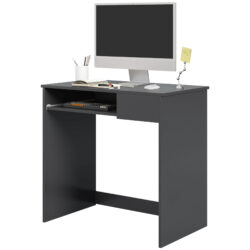 HOMCOM Computer Table with Keyboard Tray and Drawer, Compact Computer Desk, Study Desk, Writing Desk for Home Office, Grey Aosom UK
