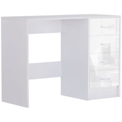 HOMCOM Computer Writing Desk with 4 Drawers, High Gloss Home Office Workstation, White