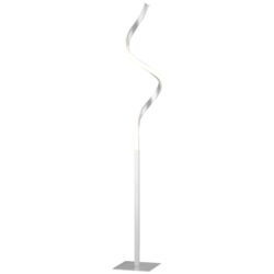HOMCOM Dimmable Floor Lamp for Living Room, Modern Spiral Standing Lamp with 3 Adjustable Brightness and Square Base, Silver Aosom UK