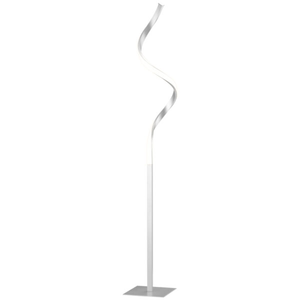 HOMCOM Dimmable Floor Lamp for Living Room, Modern Spiral Standing Lamp with 3 Adjustable Brightness and Square Base, Silver Aosom UK