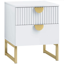 HOMCOM Elegant Two-Drawer Bedside Table - White