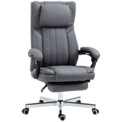 HOMCOM Executive Office Chair, Computer Desk Chair with High Back, Adjustable Headrest, Footrest, Reclining, Dark Grey Aosom UK