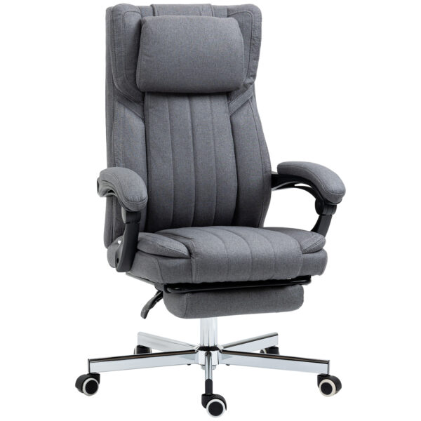 HOMCOM Executive Office Chair, Computer Desk Chair with High Back, Adjustable Headrest, Footrest, Reclining, Dark Grey Aosom UK
