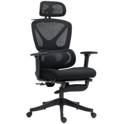 HOMCOM Executive Office Chair, Ergonomic Mesh Desk Chair with 3D Armrests, Rotatable Headrest, Adjustable Lumbar Support for Home Office, Black