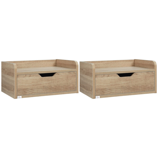 HOMCOM Floating Bedside Cabinet with Drawer, Wall Mounted Nightstands, Modern Bedside Table with Storage for Bedroom