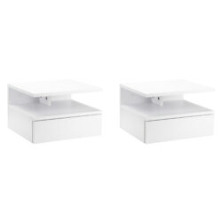 HOMCOM Floating Bedside Cabinet with Drawer and Open Shelf, Wall Mounted Nightstands, Bedside Table with Storage for Bedroom Aosom UK
